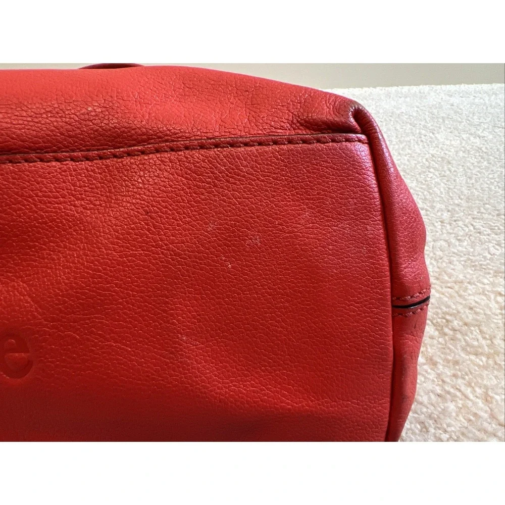 Kate Spade Elena‎ Villabella Orange Red Shoulder Bag Leather Handbag Bow Satchel
